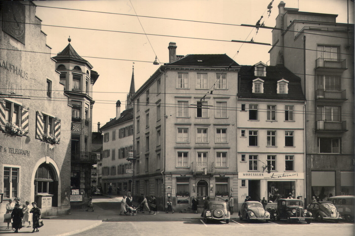 2020 und 1950: Marktplatz Bohl und Waaghaus