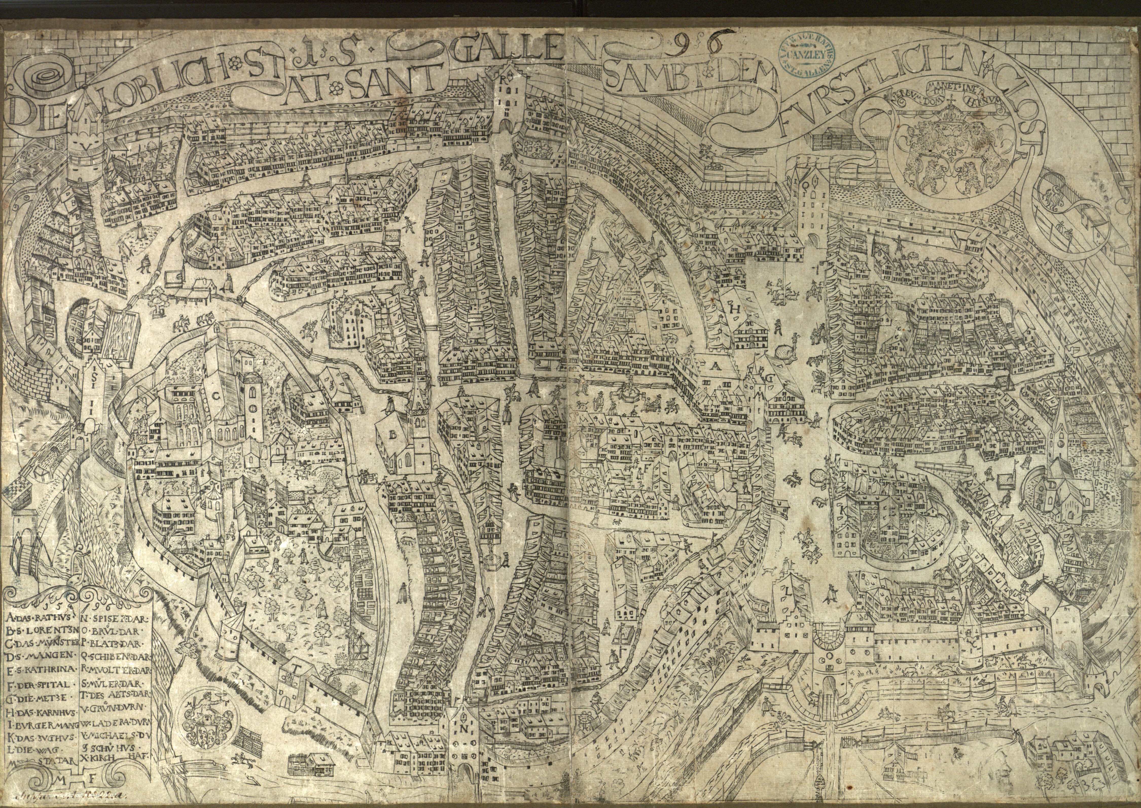 Stadtplan von 1596 – gezeichnet von Melchior Frank